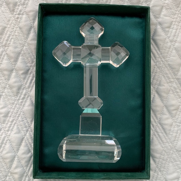 NIB St. Nicholas Square 8" Tall Crystal Cross, Clear. Religious. Prayer. - Picture 1 of 15